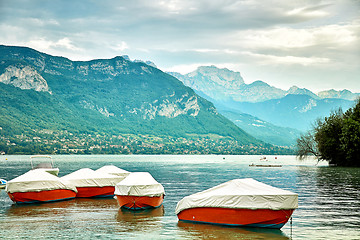 Image showing Panoramic view of Lake Annecy in France