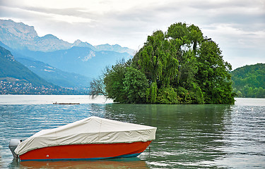 Image showing Panoramic view of Lake Annecy in France