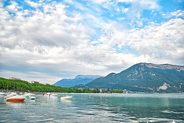 Image showing Panoramic view of Lake Annecy in France