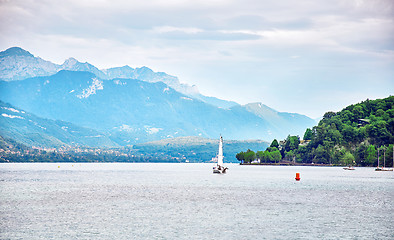 Image showing Panoramic view of Lake Annecy in France