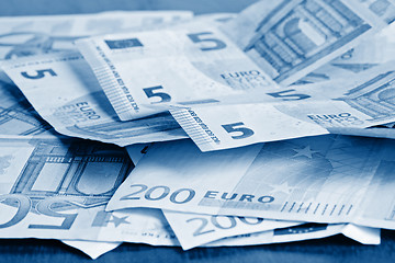 Image showing Close-up of Euro banknotes