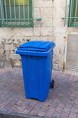 Image showing Blue Wheelie Bin