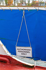 Image showing Authorised Personnel Only Boat