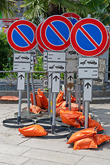 Image showing No Parking Bags Sand