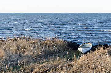 Image showing Landed small fishing boat