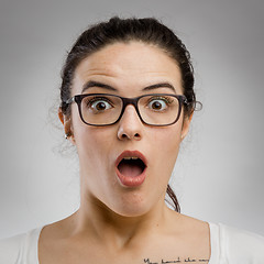 Image showing Woman with a astonished expression