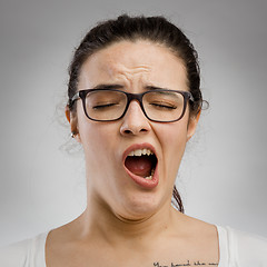 Image showing Beautiful woman yawning