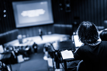 Image showing Audience in the lecture hall attending business conference event.