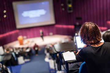 Image showing Audience in the lecture hall attending business conference event.