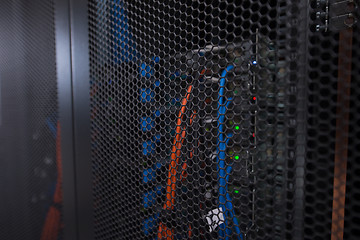 Image showing closeup of a modern data center hardware