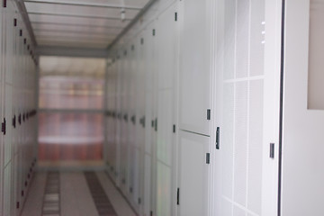 Image showing modern server room with white servers