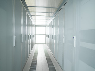 Image showing modern server room with white servers