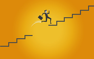 Image showing Jumping on stairs to success