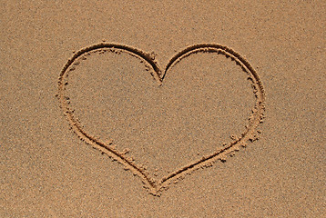 Image showing Heart drawing in sand