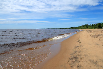 Image showing Waves running over sand beach