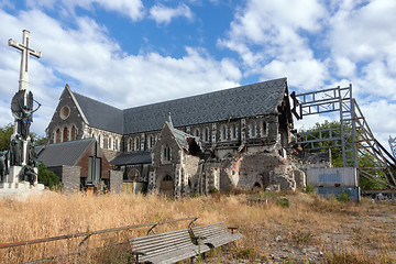 Image showing ruined Cathedral in Christchurch