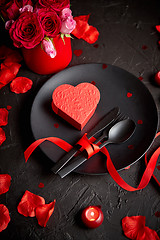 Image showing Valentines day, table setting and romantic dinner concept.