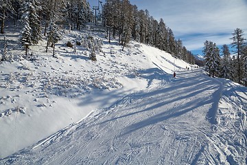 Image showing Skiing slopes from the top