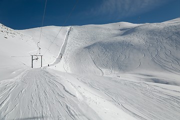 Image showing Skiing slopes sunny weather
