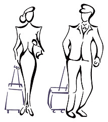 Image showing Two elegance travelers ready to go