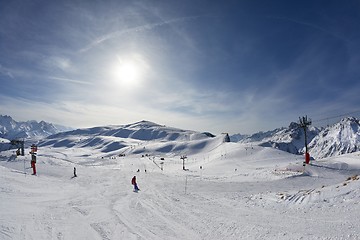 Image showing Skiing slopes in the high mountains