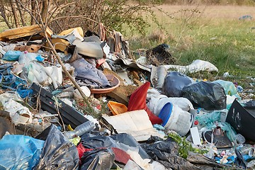 Image showing Pile of trashed dumped illegally