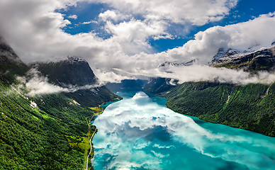 Image showing lovatnet lake Beautiful Nature Norway.