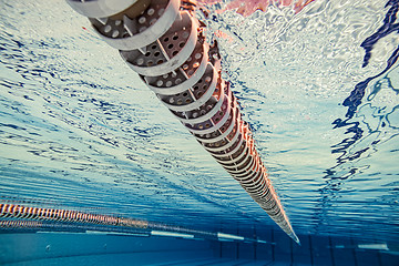 Image showing Olympic Swimming pool under water background.