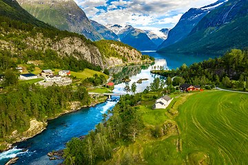 Image showing lovatnet lake Beautiful Nature Norway.