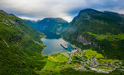 Image showing Geiranger fjord, Beautiful Nature Norway.