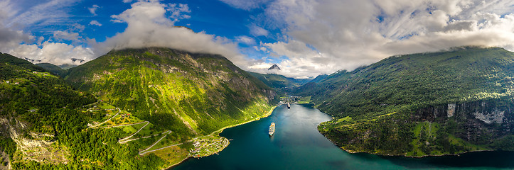 Image showing Geiranger fjord, Beautiful Nature Norway.