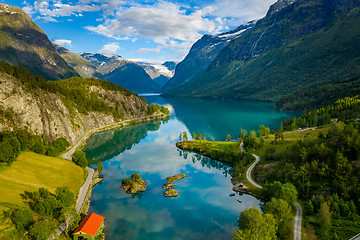 Image showing lovatnet lake Beautiful Nature Norway.