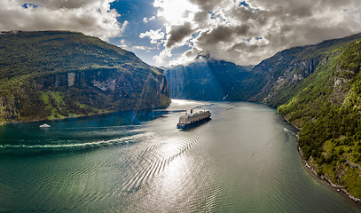 Image showing Geiranger fjord, Beautiful Nature Norway.