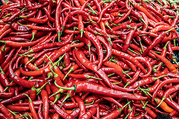 Image showing Red Chilli Background. India Ingredient for Sale in Market
