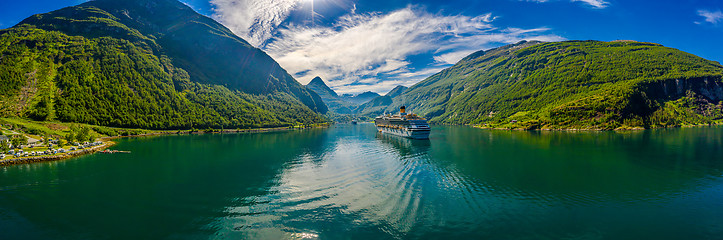 Image showing Geiranger fjord, Beautiful Nature Norway.