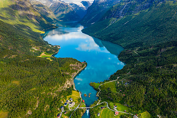 Image showing lovatnet lake Beautiful Nature Norway.