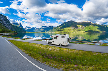 Image showing Family vacation travel RV, holiday trip in motorhome