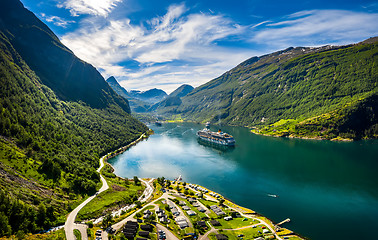 Image showing Geiranger fjord, Beautiful Nature Norway.