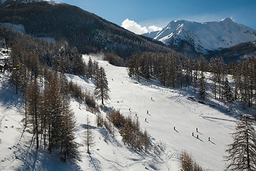 Image showing Skiing slopes from the top