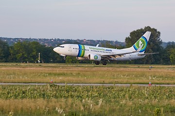 Image showing Plane landing at an airport