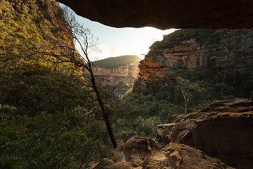 Image showing Cave views through the zig zagging mountain gully