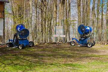 Image showing Snow cannons at the european Alps