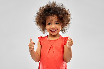 Image showing little african american girl showing thumbs up