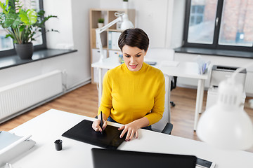 Image showing designer with computer and pen tablet at office