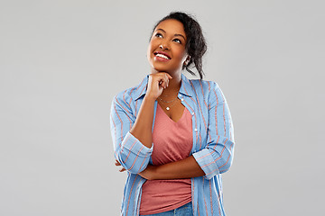 Image showing happy african american woman dreaming