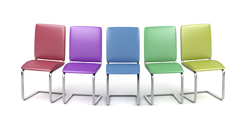 Image showing Colorful dining chairs