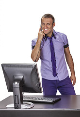 Image showing Young Businessman on the Phone