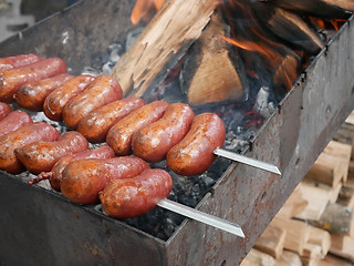 Image showing Sausages roasted on charcoal