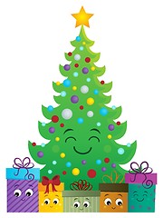 Image showing Stylized Christmas tree and gifts 1