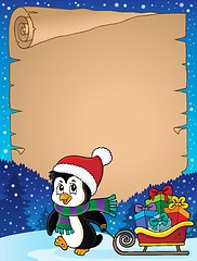 Image showing Christmas penguin and sledge parchment 3